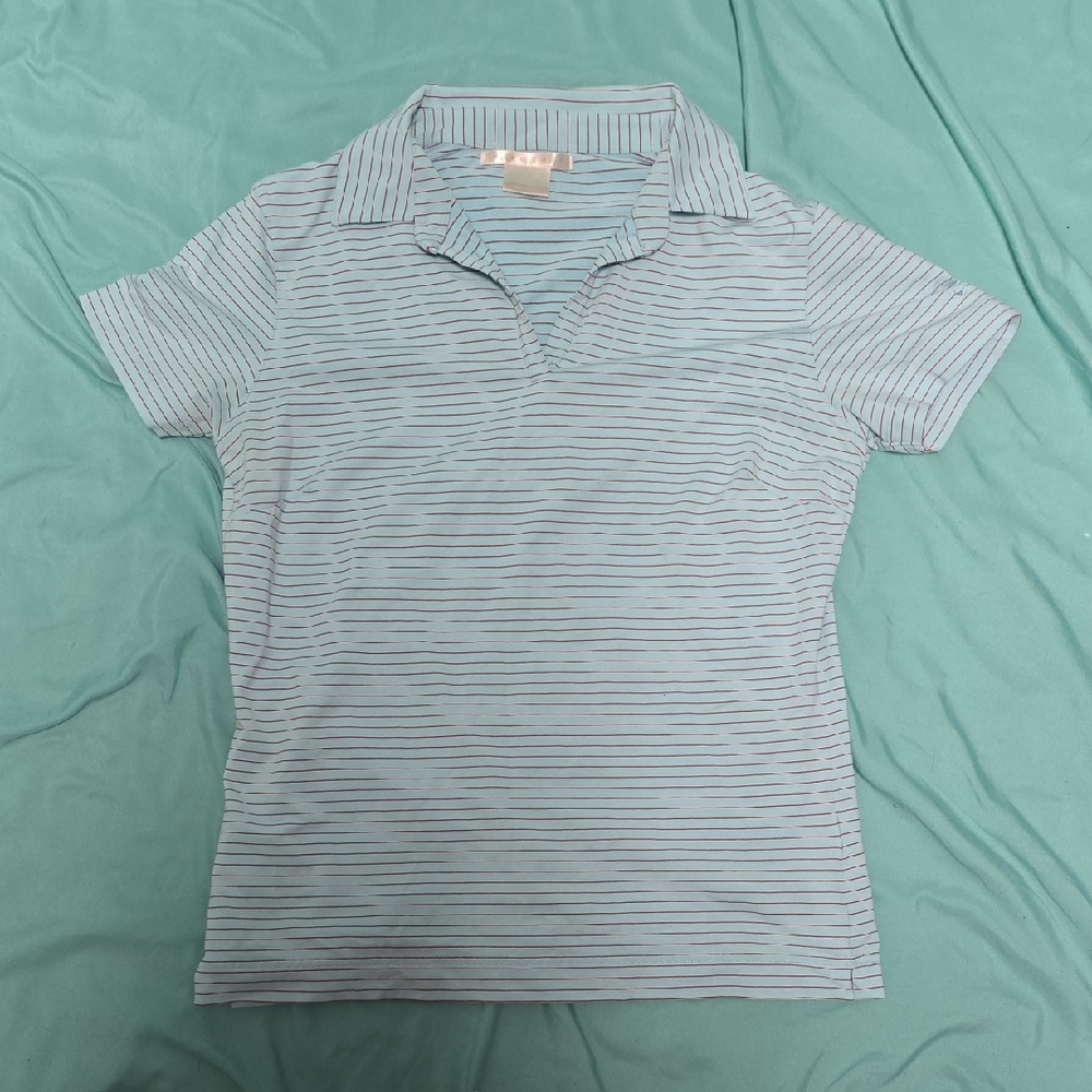 Nike Light Blue Striped Polo Shirt